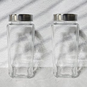 사각 유리병 밀폐용기 1300ml 2P 공병 보관 저장용기