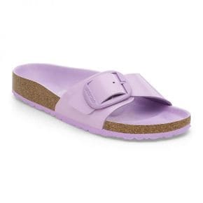 우먼 Birkenstock 마드리드 빅 버클 천연가죽 패턴트 에나멜 - High-Shine Crocus 1027