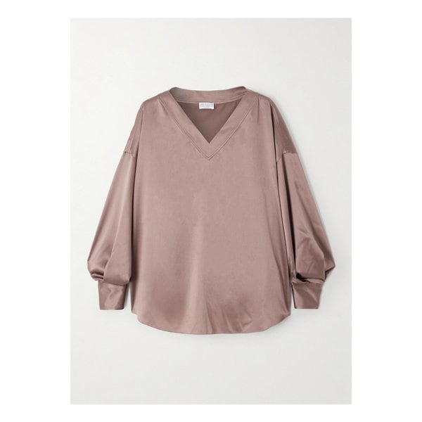 브루넬로쿠치넬리 실크 혼방 새틴 블라우스 토프 46376663162854361