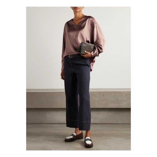 브루넬로쿠치넬리 실크 혼방 새틴 블라우스 토프 46376663162854361