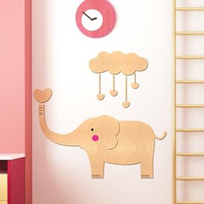 [우드스티커] 구름과코끼리 (반제품) 유치원현관인테리어