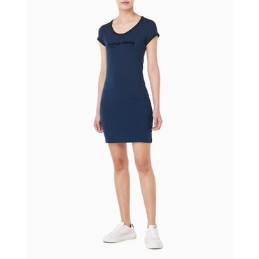 Calvin Klein Jeans 여성 스쿱넥 그래픽 베이비 티 드레스(47C259G)