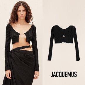 JACQUEMUS 자크뮈스 La maille Pralu 마이크로 참 로고 가디건