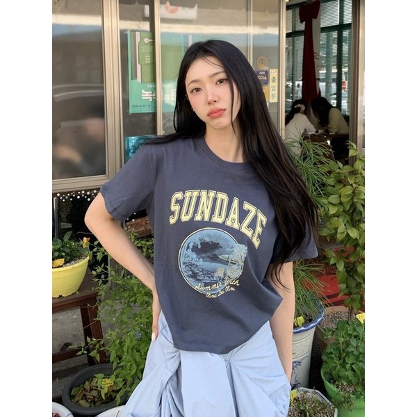 선데이즈 세미크랍 반팔 티셔츠 OW6ME5520