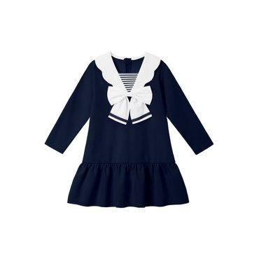 키앙 소피아 스칼럽 카라 원피스(Navy)