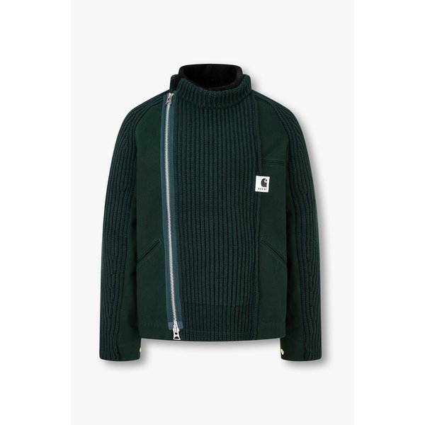 [CARHARTT WIP] 남성 데님 믹스 울 니트 블루종 (다크 그린) 6425301710000