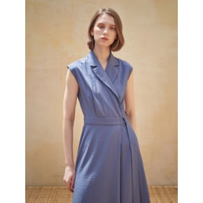 Sleeveless Tailored Wrap One-Piece_Blue