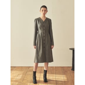 V-NECK WOOL SHIRT DRESS_GREY