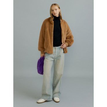 몰리올리 PIO overfit zip-up fur jumper [brown]