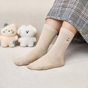 브레디타임 밀크캣 골지 장목 양말 오트밀