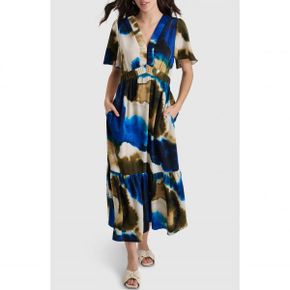 5075635 DKNY Print V-Neck Maxi Dress