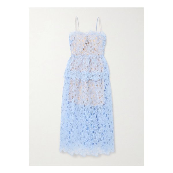 크리스털 디테일 오간자 미디 드레스 블루 1647597338857128