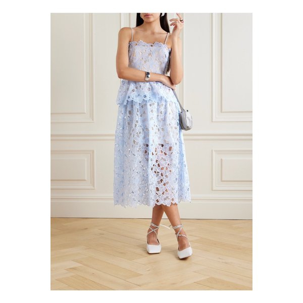 크리스털 디테일 오간자 미디 드레스 블루 1647597338857128