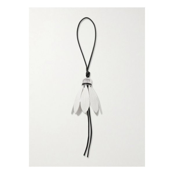 배드민턴 프린지 가죽 골드톤 키체인 화이트 1647597359370695