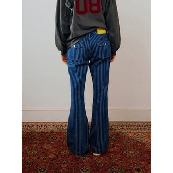 그린버터 Pinstripe Bootcut Denim Pants (Deep blue)
