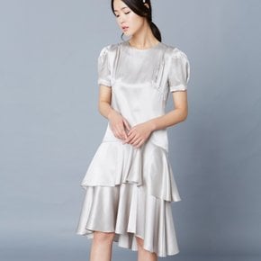 [클레어드룬] SILK RUFFLE DRESS GRAY