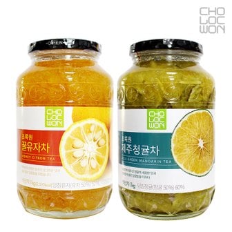  초록원 참꿀유자차 1KG +제주청귤차 1KG (2KG) 액상차 과일청