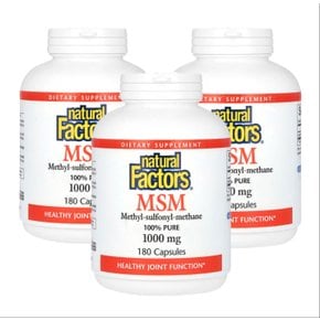 내추럴팩터스 MSM 메틸설포닐메테인 1000mg 180캡슐 X 3통 식이유황