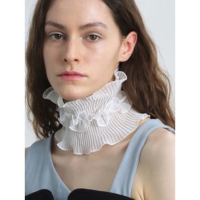 NECK TUBE / DOUBLE PLEATED LACE / WHITE