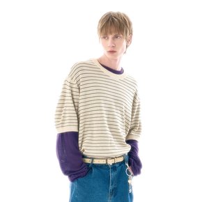 STRIPE HALF SWEATER LBE