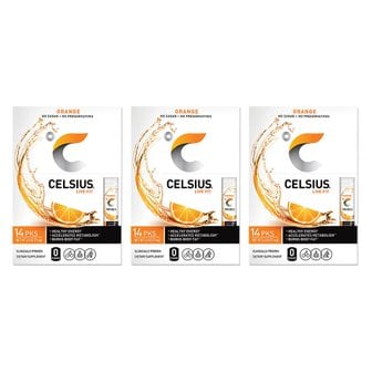  Celsius3X  셀시어스  온더고  에센셜  에너지  파우더  영양제  오렌지  팩  14개