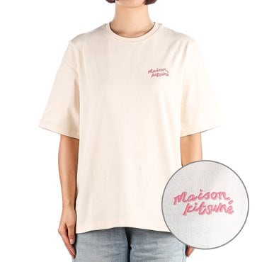메종키츠네 여성 핸드라이팅 반팔 티셔츠 (MW00126KJ0119 FRESH COTTON) 24SS