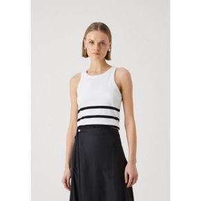 4640446 Bruuns Bazaar KATYBBRIB STRIBED TANK - Top white/black