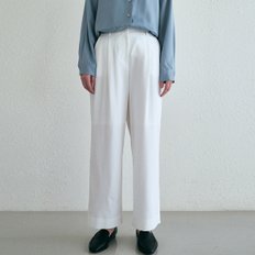 Hidden banding wide slacks - white