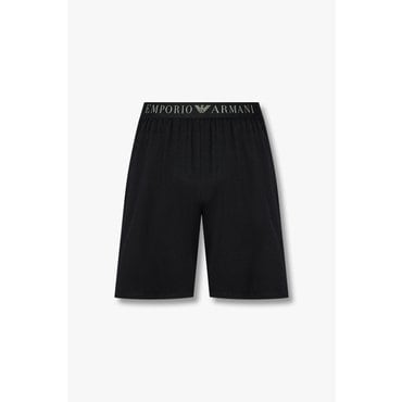 EMPORIO ARMANI 남성 로고 밴딩 코튼 라운지 쇼츠 (0815131014)