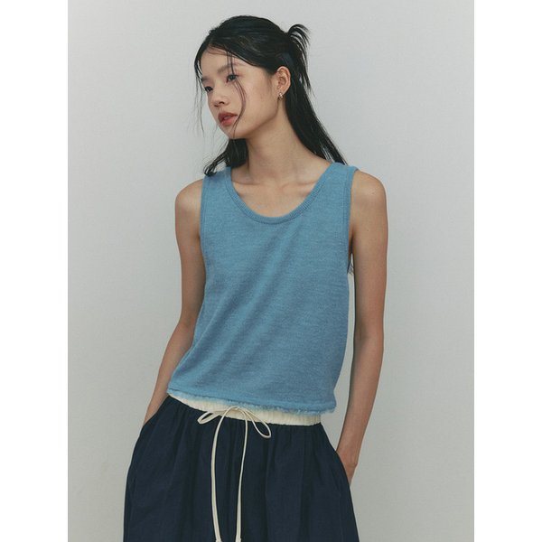 FRILLY WOOL SLEEVELESS KNIT(BL)