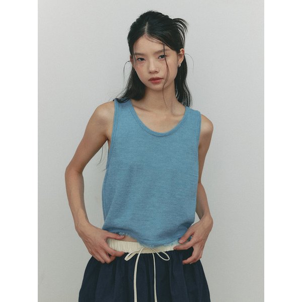 FRILLY WOOL SLEEVELESS KNIT(BL)