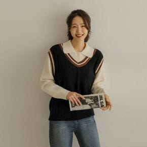 아롬 케이블 페이크레이어드 니트_P440735779