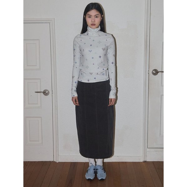 Panneled corduroy skirt - Charcoal