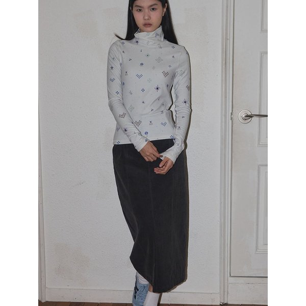 Panneled corduroy skirt - Charcoal