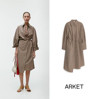  ARKET 아르켓 랩 셔츠 드레스 회갈색