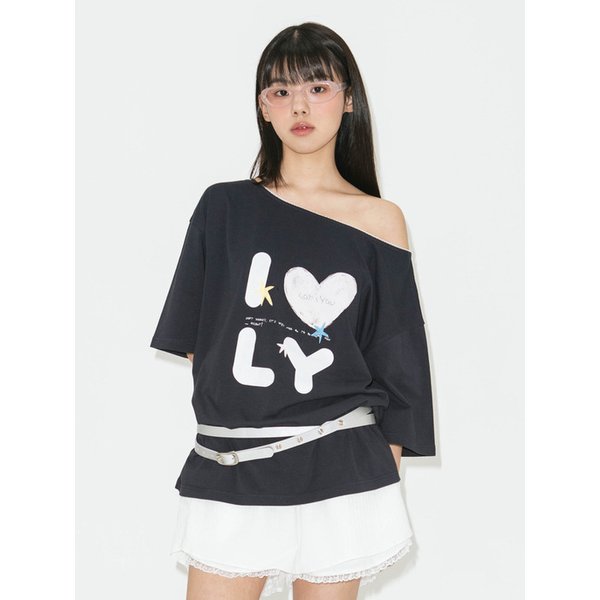 lotsyou_I Love You Star Lace Tee Navy
