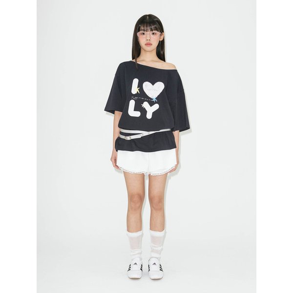 lotsyou_I Love You Star Lace Tee Navy