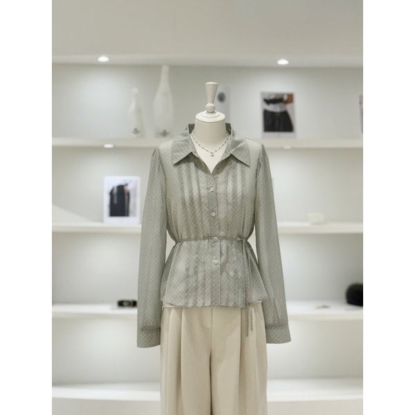 [여주점] 여성 핀턱 체크 시스루 블라우스 (L261PSC007)