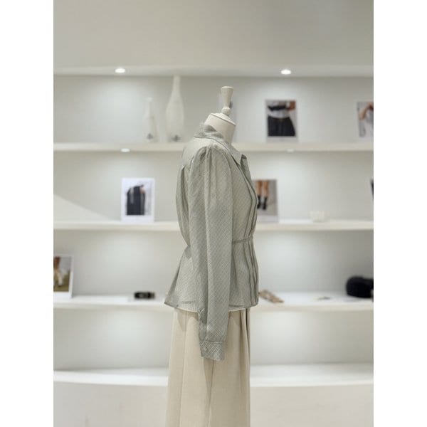 [여주점] 여성 핀턱 체크 시스루 블라우스 (L261PSC007)