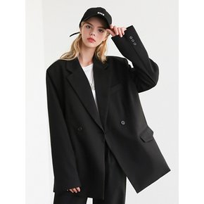 드레스 투버튼 더블 오버 블레이저  블랙