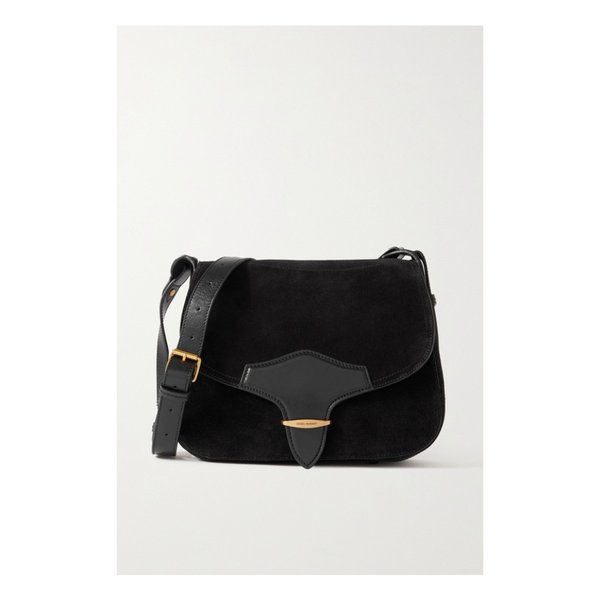 Leather-trimmed Suede Shoulder Bag 블랙 43769801095186362