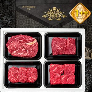  명품 횡성한우 1++등급 정육모둠 등심 국거리 불고기 장조림 선물세트1.2kg(등/국/불/장3) / 1++등급(근내지방도7)이상