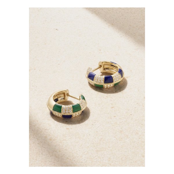 이본 레옹 미니 크리올 9k 골드 멀티스톤 후프 이어링 46376663162879919