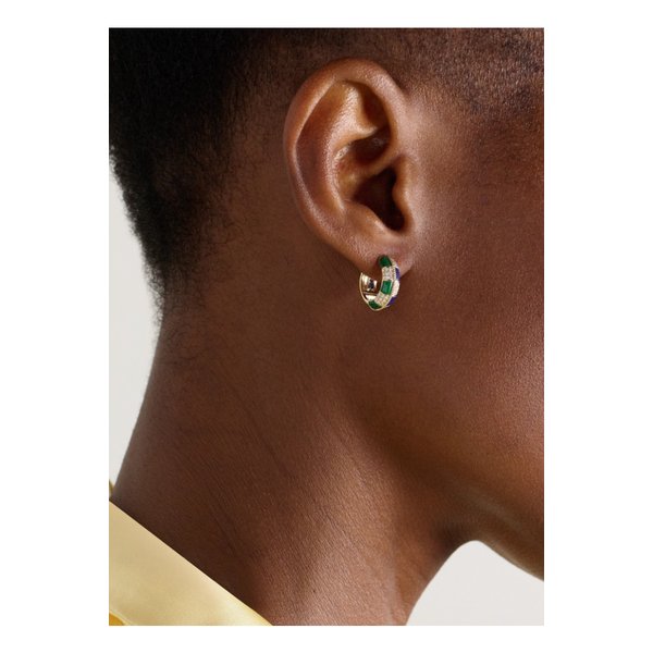 이본 레옹 미니 크리올 9k 골드 멀티스톤 후프 이어링 46376663162879919