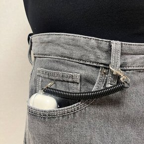 도난방지 스프링줄 핸드폰 스트랩 블랙