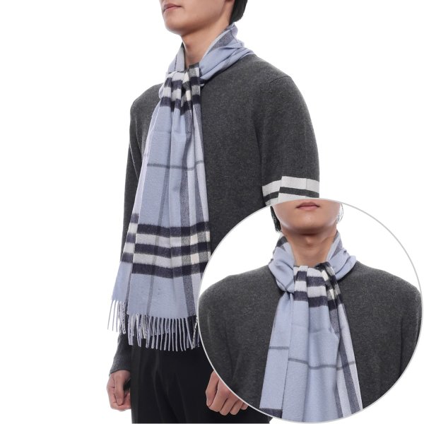 [부산점] 25FW 남성 체크 캐시미어 머플러 (8112636 BANK BLUE M 25F)