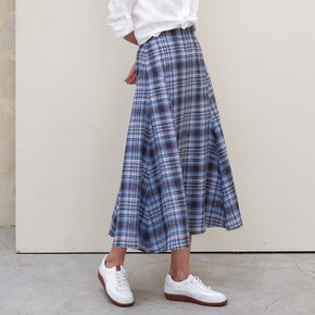 Linen check maxi skirt M4B328