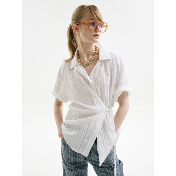 NATURAL PLEATS ASYMMETRIC SHIRT_WHITE