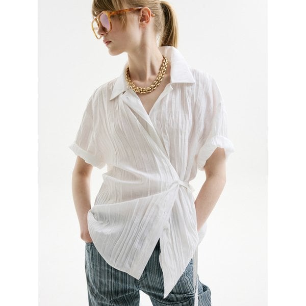 NATURAL PLEATS ASYMMETRIC SHIRT_WHITE