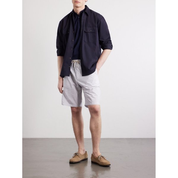 스트레이트 레그 스트라이프 코튼 드로우스트링 쇼츠 46376663163069554